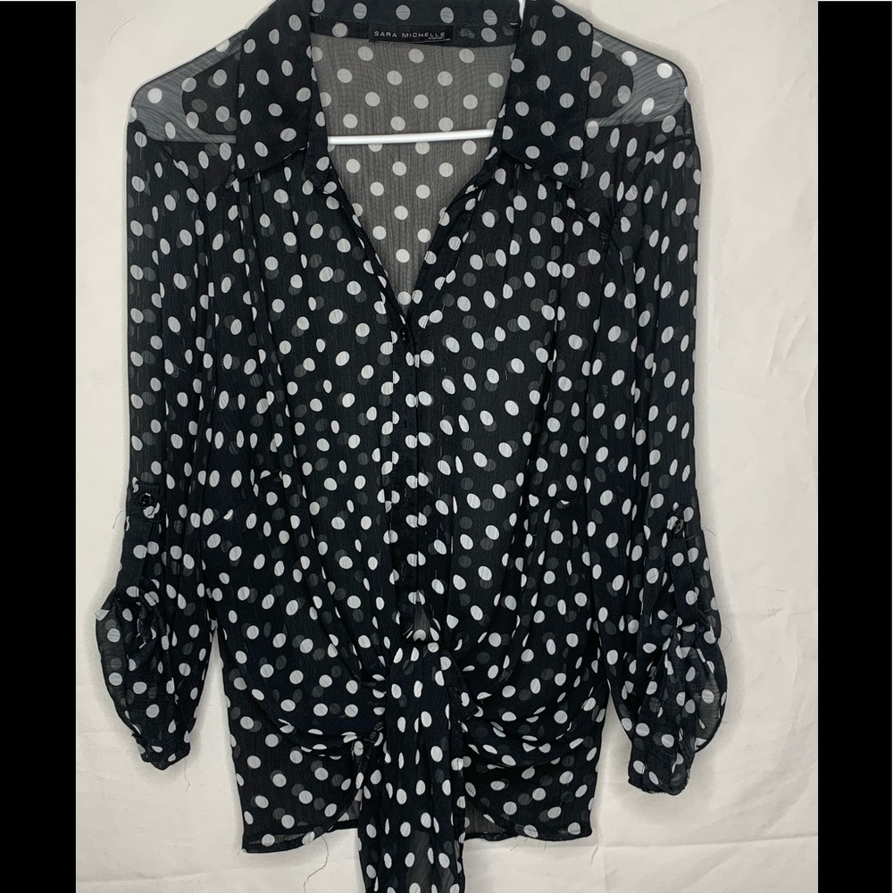 COPY - - Sara Michelle polka dot blouse